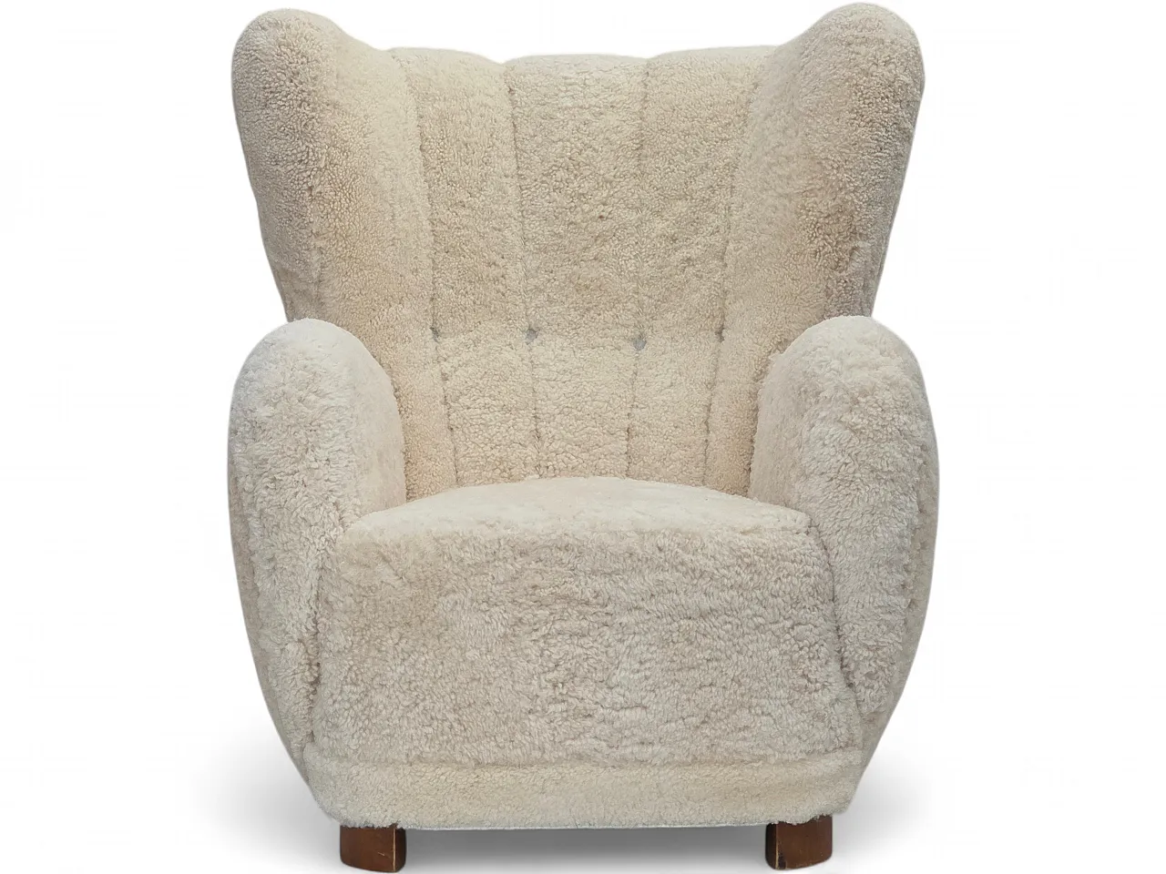 Danish design, reupholstered armchair, genuine sheepskin, 1960s 26