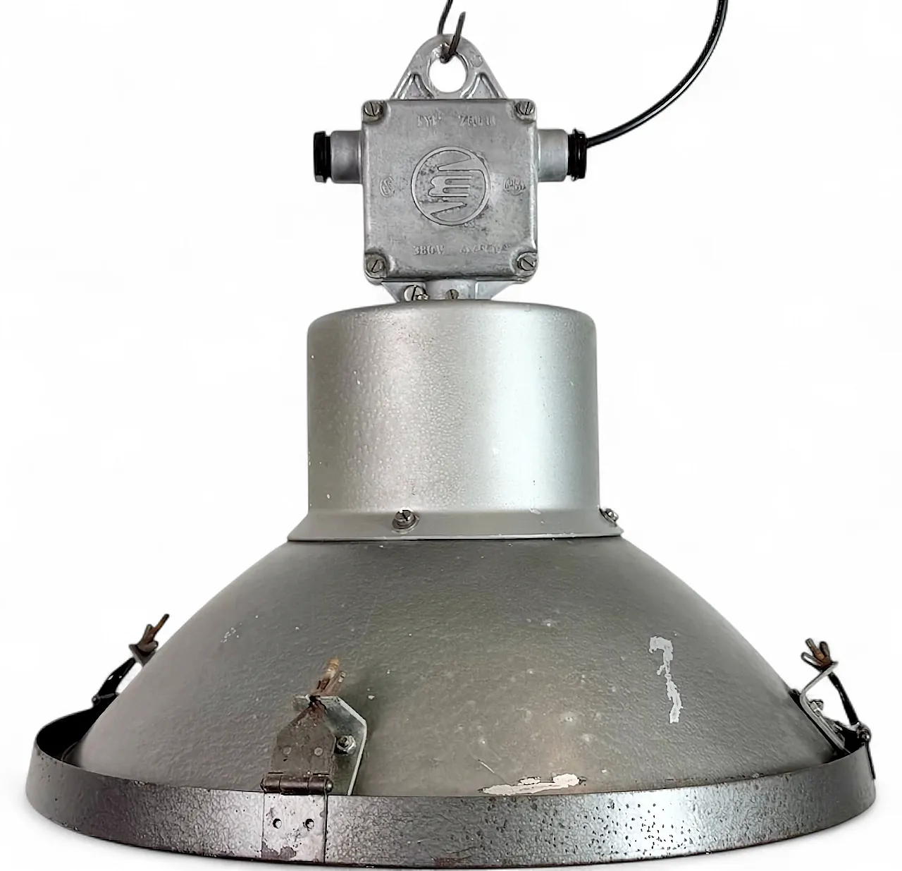 Industrial Grey Hammer Paint Pendant Lamp from Elektrosvit, 1960s 18