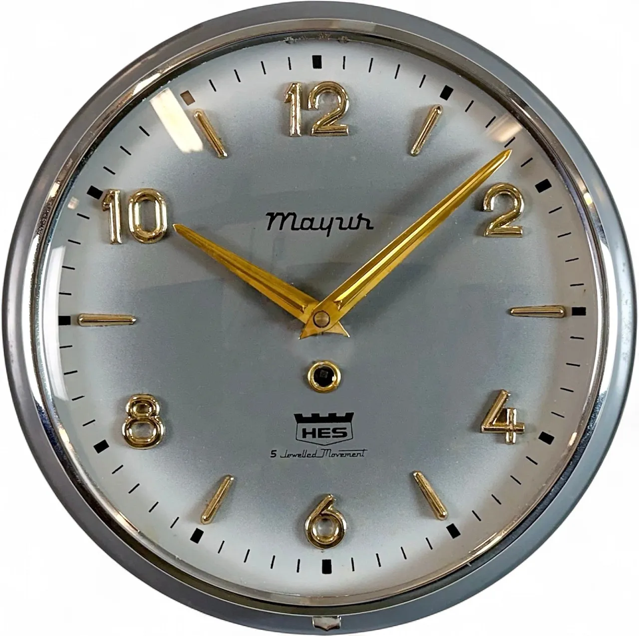 Vintage Grey Indian Mechanical Wall Clock from HES, 1960s 20