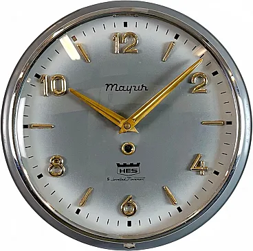 Vintage Grey Indian Mechanical Wall Clock from HES, 1960s