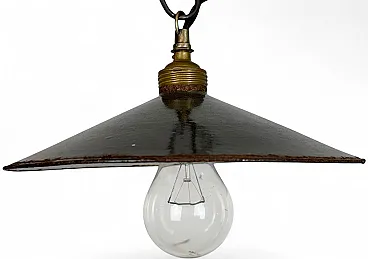 Industrial Black Enamel Light, 1930s