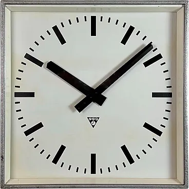 Large Grey Square Wall Clock from Pragotron, 1970s