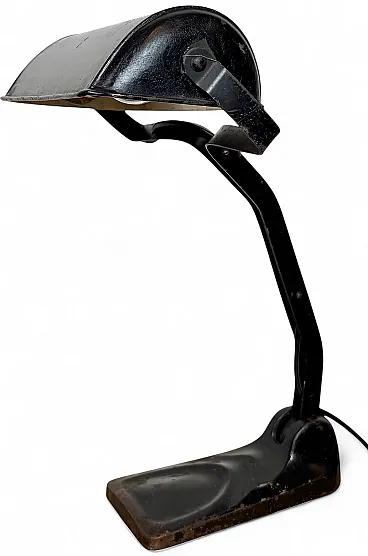Vintage German Black Bank Lamp, 1930s