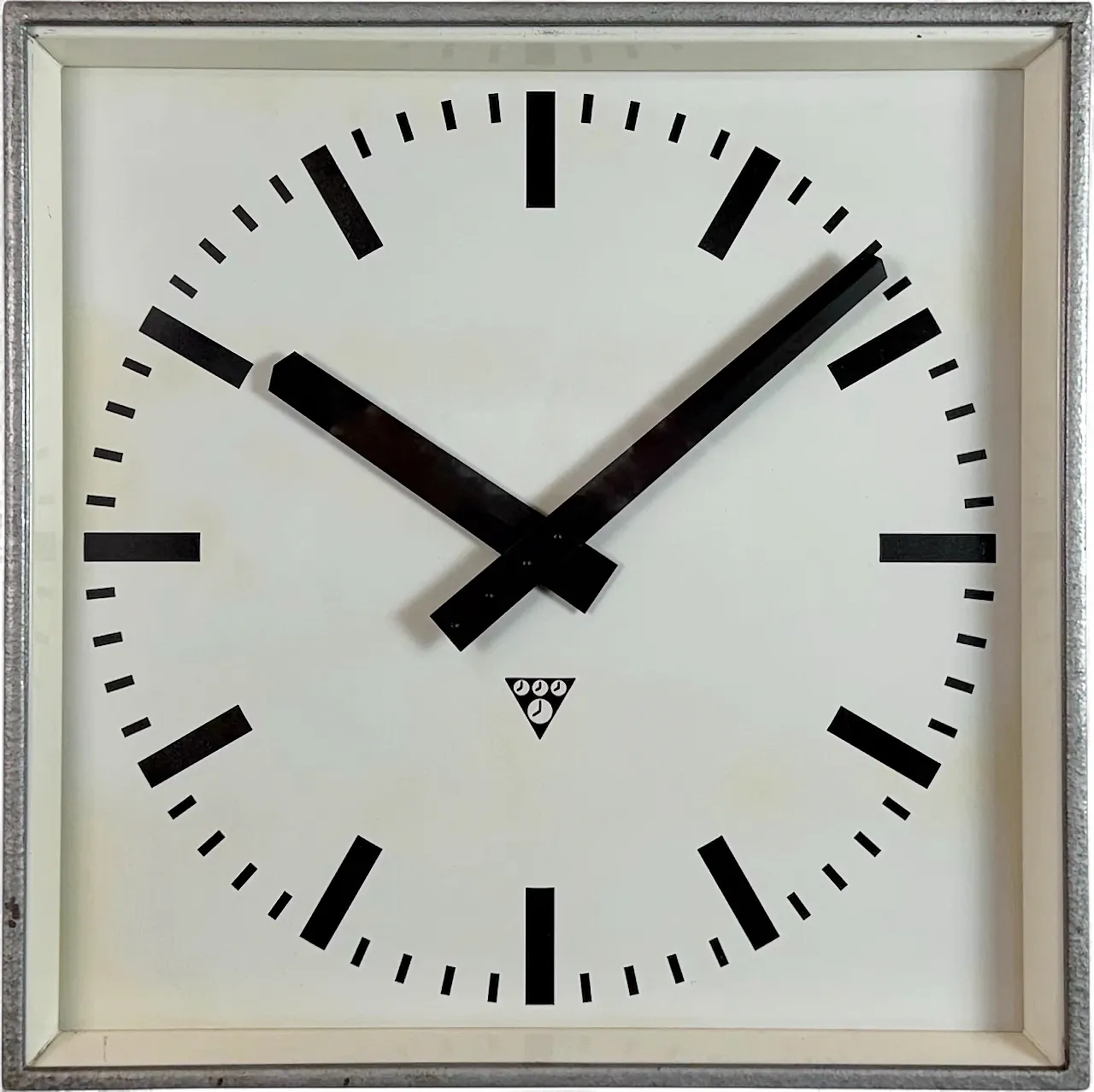 Large Grey Square Wall Clock from Pragotron, 1970s 20