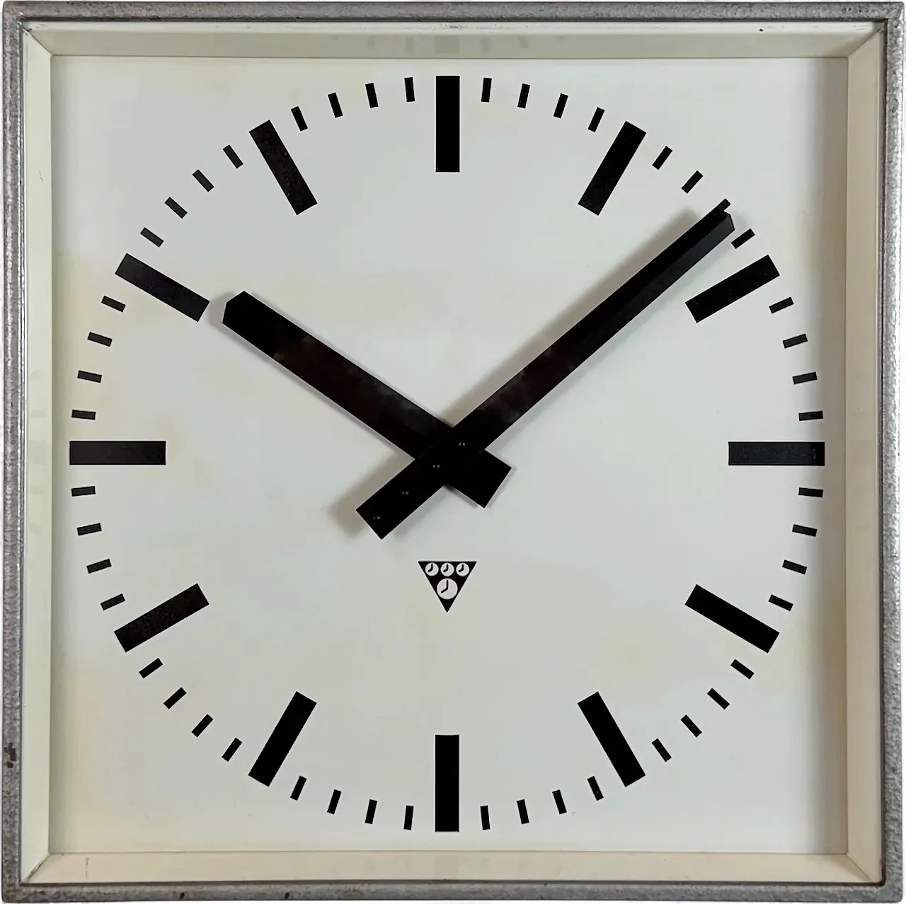 Large Grey Square Wall Clock from Pragotron, 1970s 21