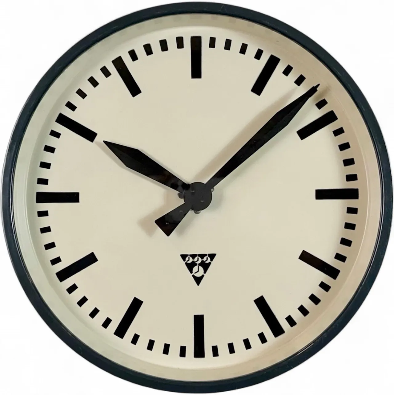 Dark Grey Industrial Factory Wall Clock from Pragotron, 1960s 17