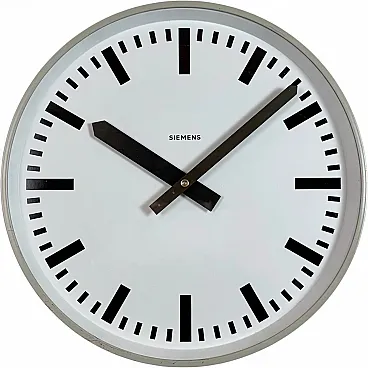 Grey Industrial Factory Wall Clock from Siemens, 1970s