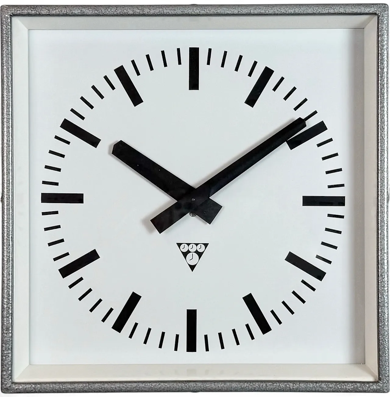 Grey Industrial Square Wall Clock from Pragotron, 1970s 17