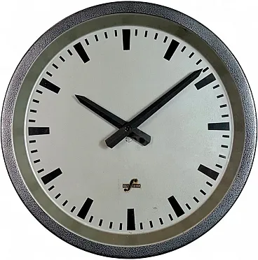 Grey Industrial Factory Wall Clock from Elfema, 1960s
