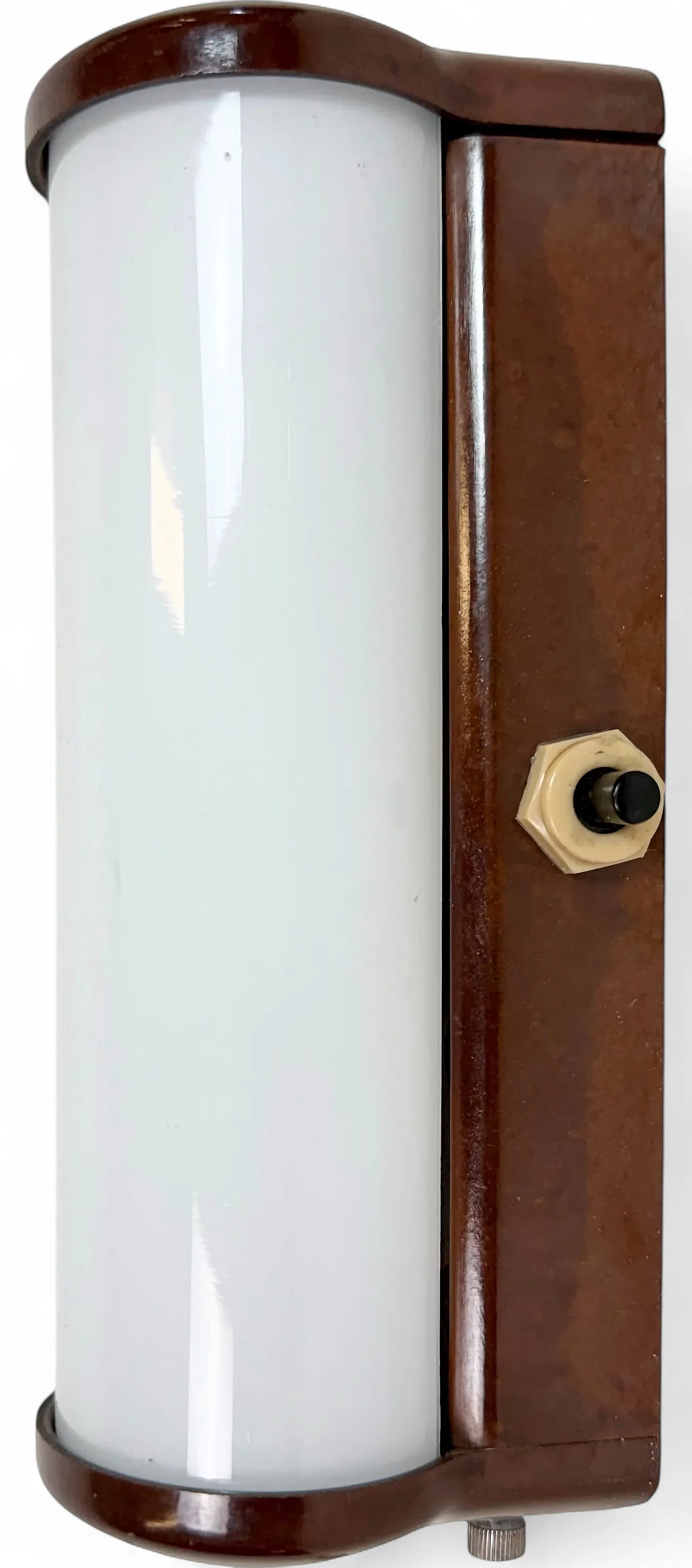 Industrial Brown Bakelite Wall Light with Milk Glass, 1950s 14