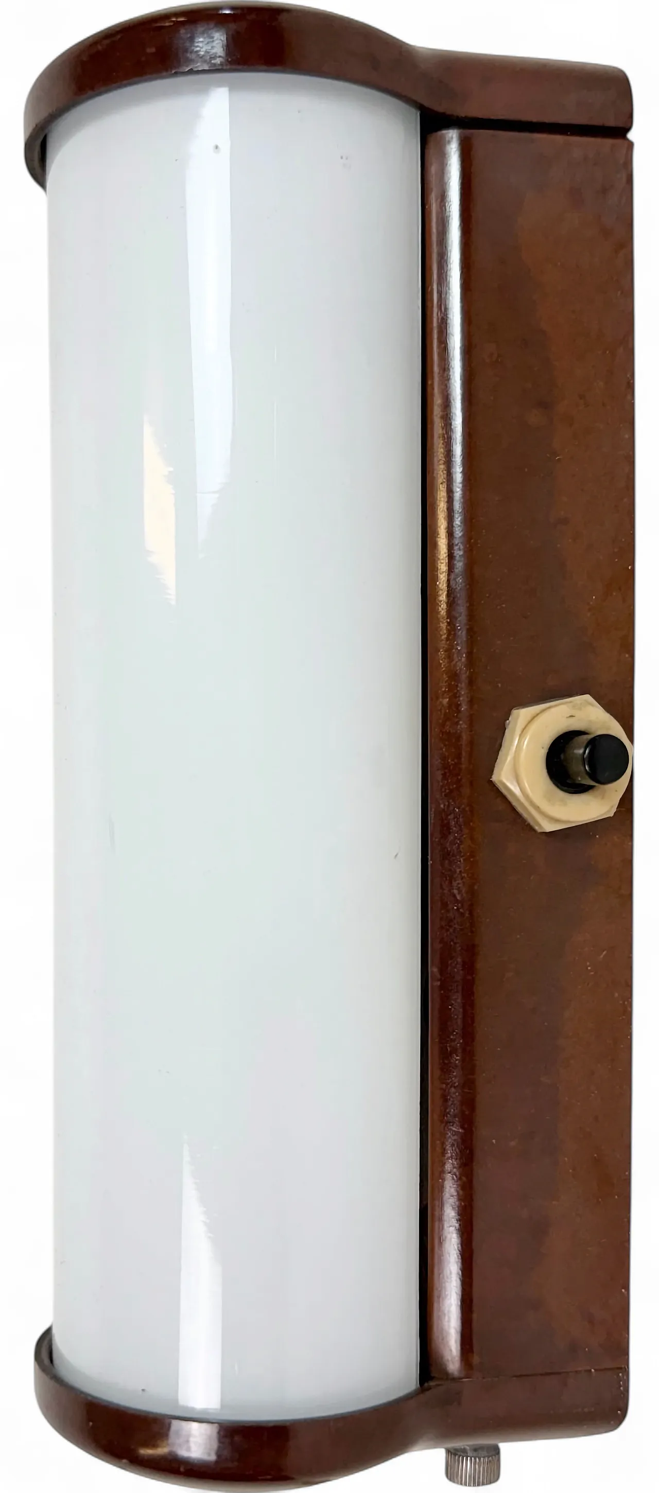 Industrial Brown Bakelite Wall Light with Milk Glass, 1950s 15