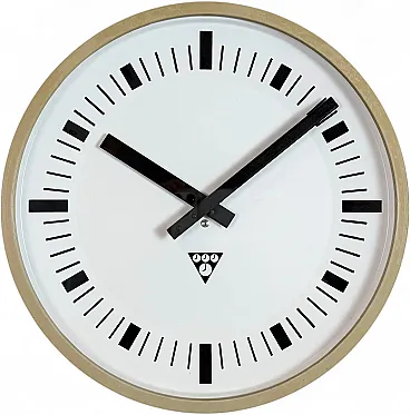 Industrial Beige Bakelite Wall Clock From Pragotron, 1970s