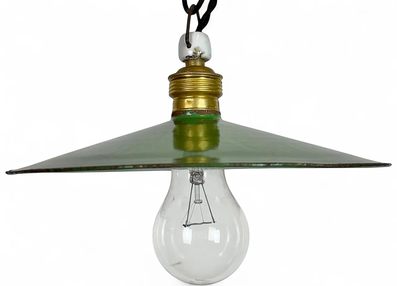 Industrial Green Enamel Light, 1930s 13