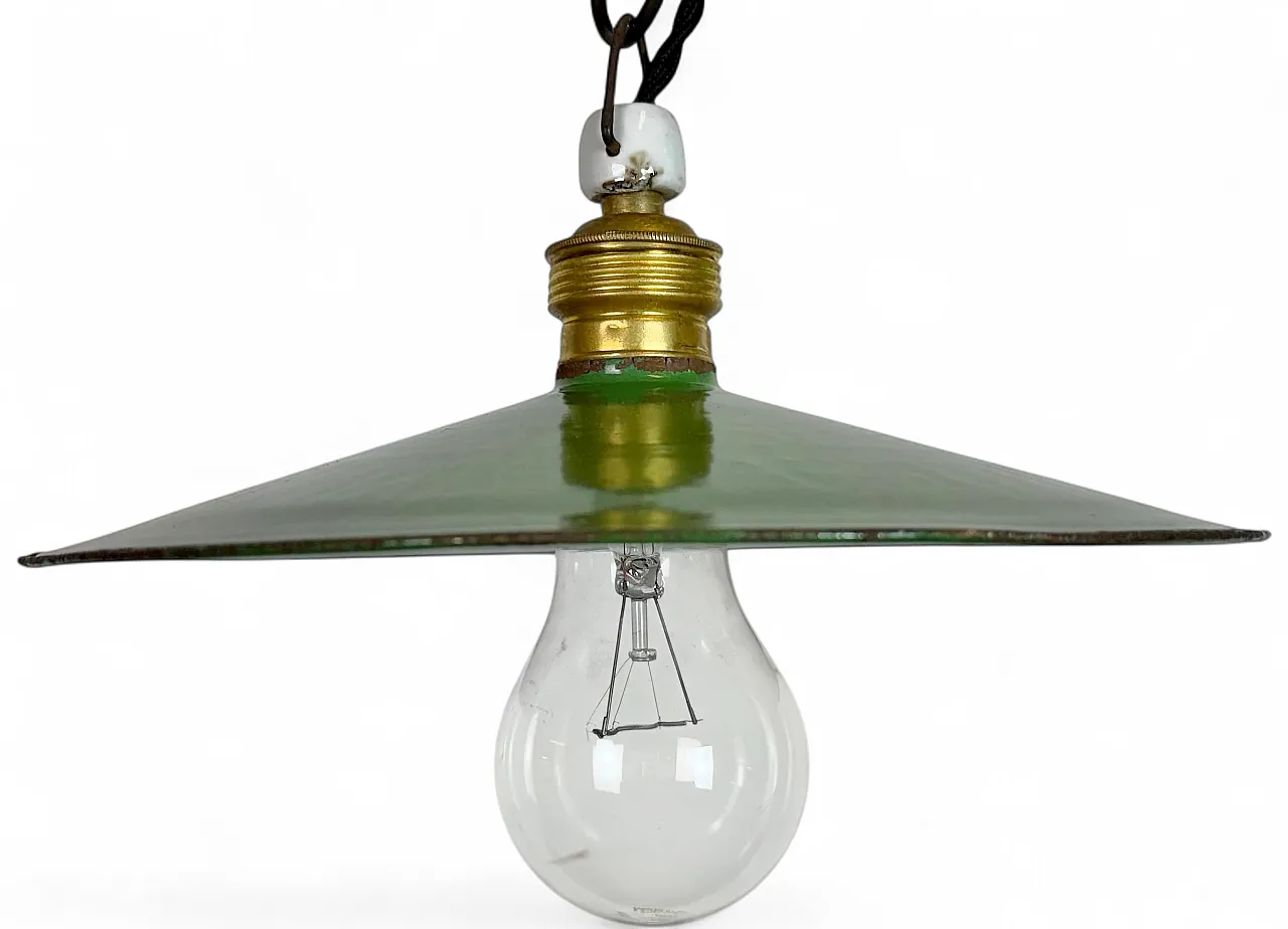 Industrial Green Enamel Light, 1930s 14