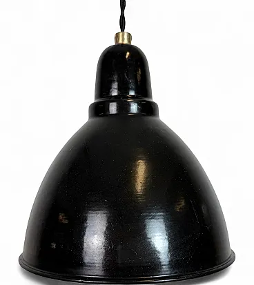 Industrial Black Enamel Ceiling Lamp, 1950s