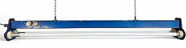 Blue Industrial Hanging Tube Light, 1970s