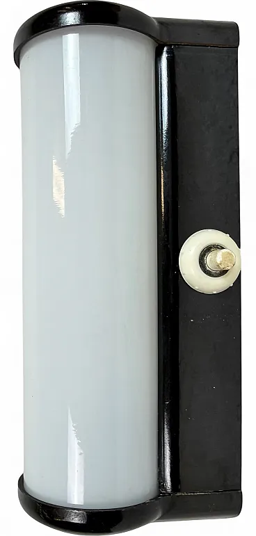 Industrial Brown Bakelite Wall Light with Milk Glass, 1950s