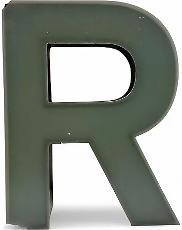 Vintage Industrial Illuminated Letter R, Metal & Plastic, 1970s