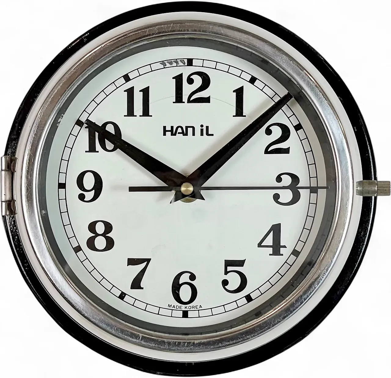 Vintage Black Hanil Ship Wall Clock, 1980s 17
