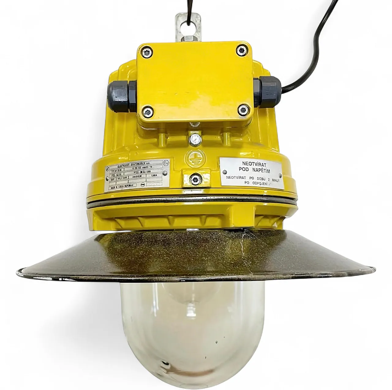 Yellow Industrial Explosion Proof Lamp with Grey Enameled Shade, 1990s 15