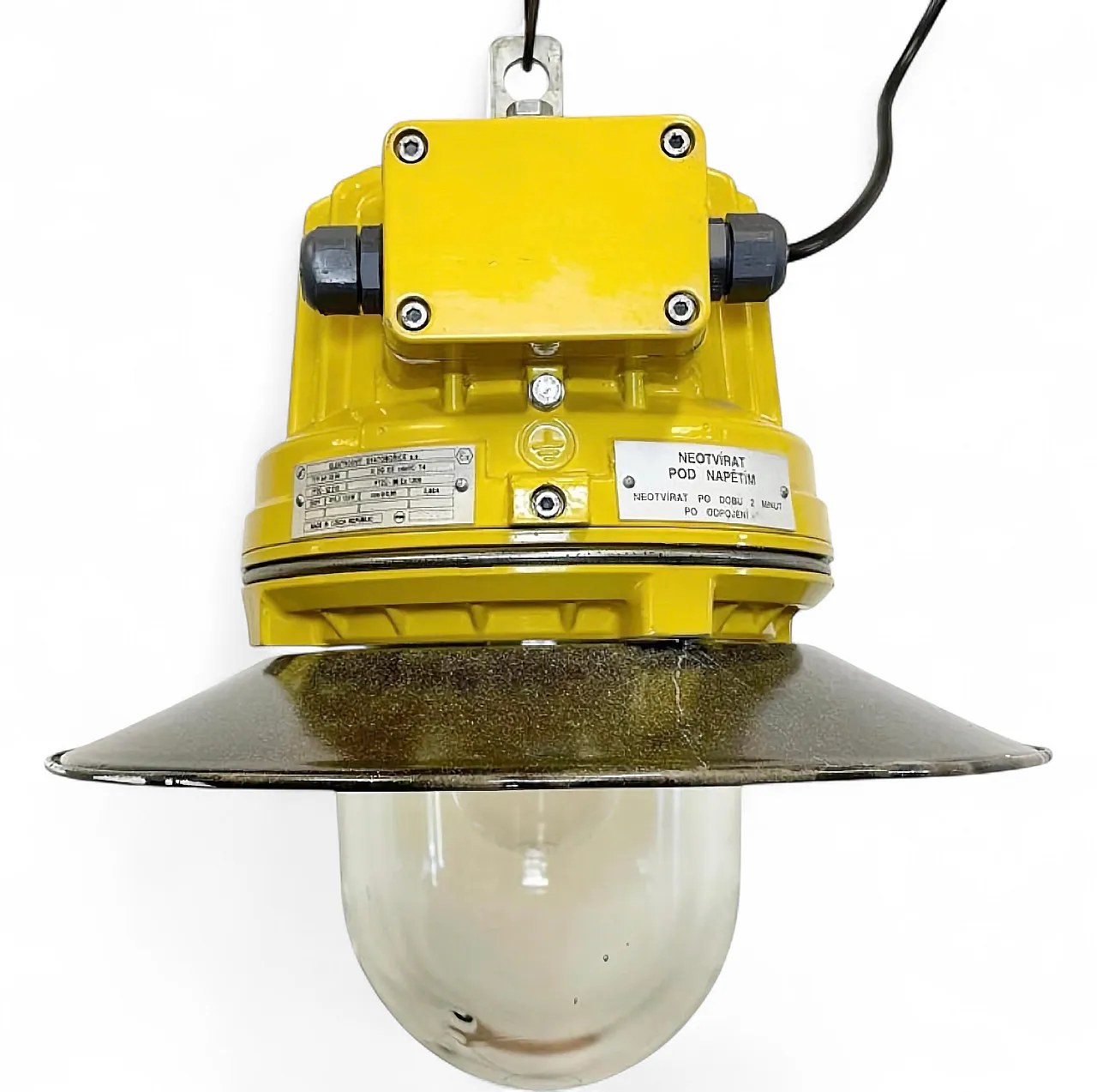 Yellow Industrial Explosion Proof Lamp with Grey Enameled Shade, 1990s 16