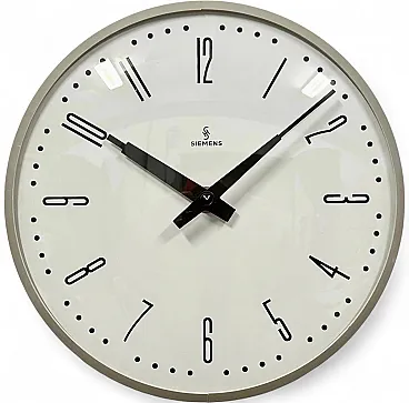 Grey Industrial Factory Wall Clock from Siemens, 1970s