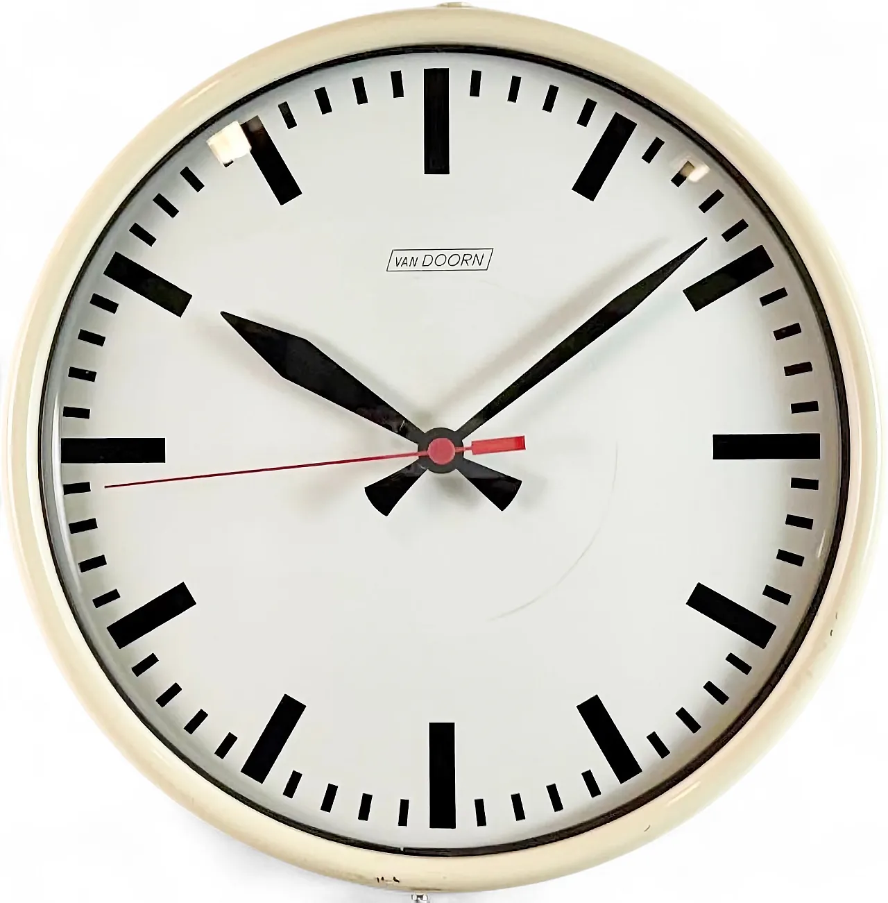 Vintage Beige School Wall Clock from Van Doorn, 1960s 19