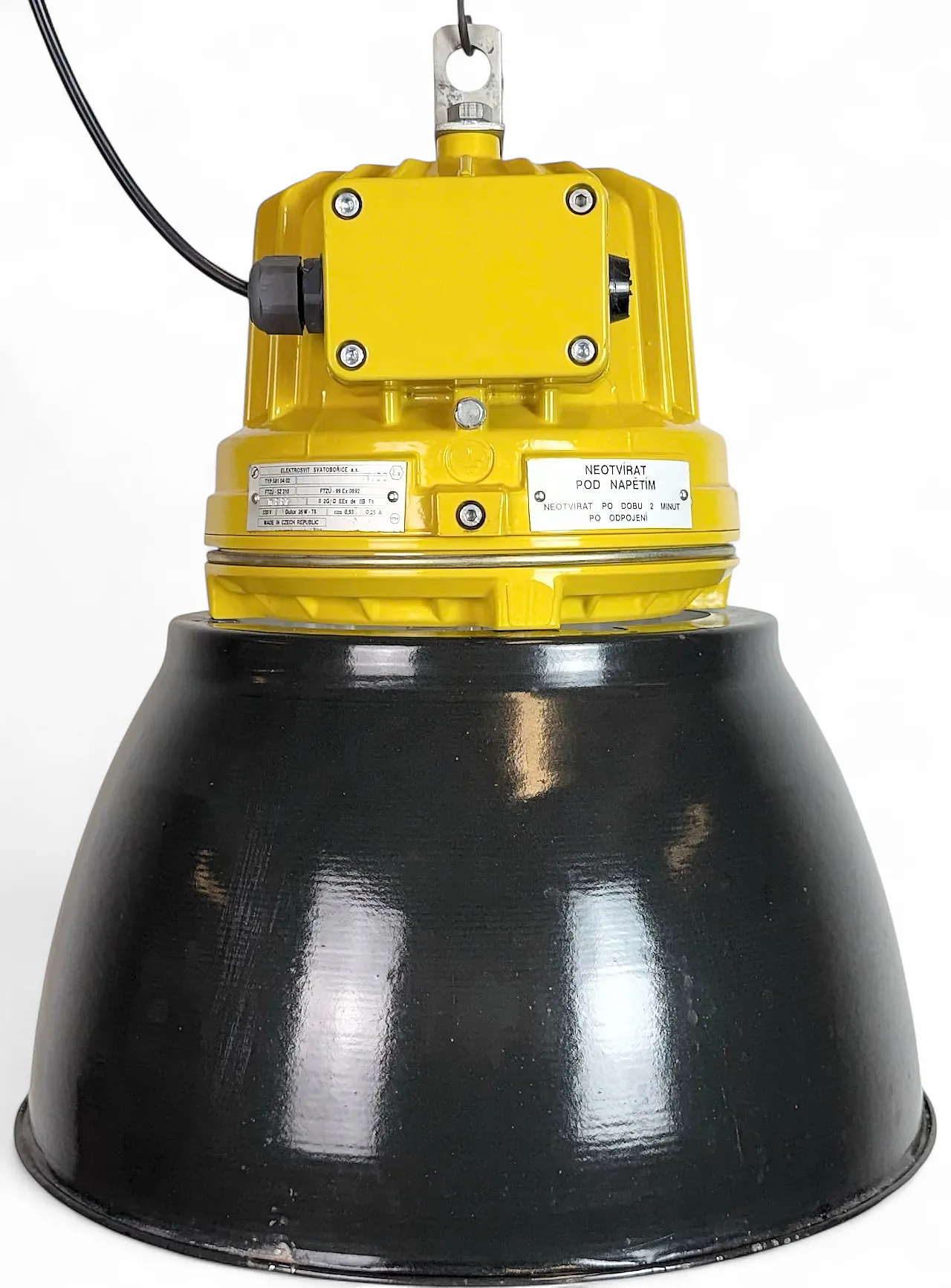 Yellow Industrial Explosion Proof Lamp with Black Enamel Shade, 1990s 20