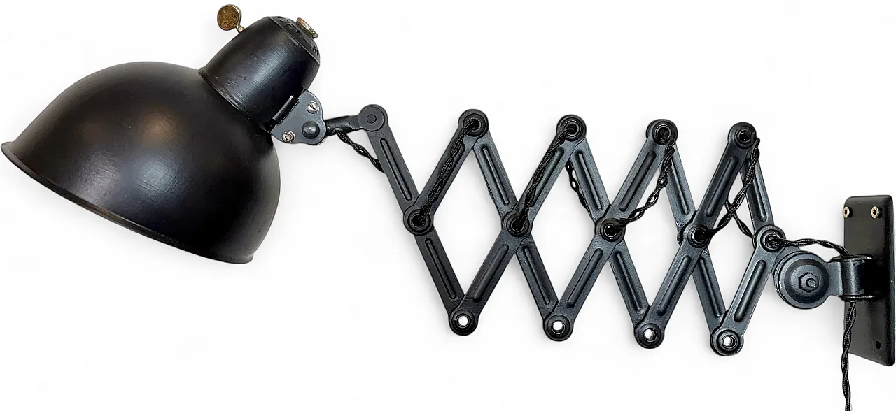 Black Industrial Bauhaus Scissor Wall Lamp from Kaiser Idell, 1930s 19