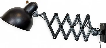 Black Industrial Bauhaus Scissor Wall Lamp from Kaiser Idell, 1930s