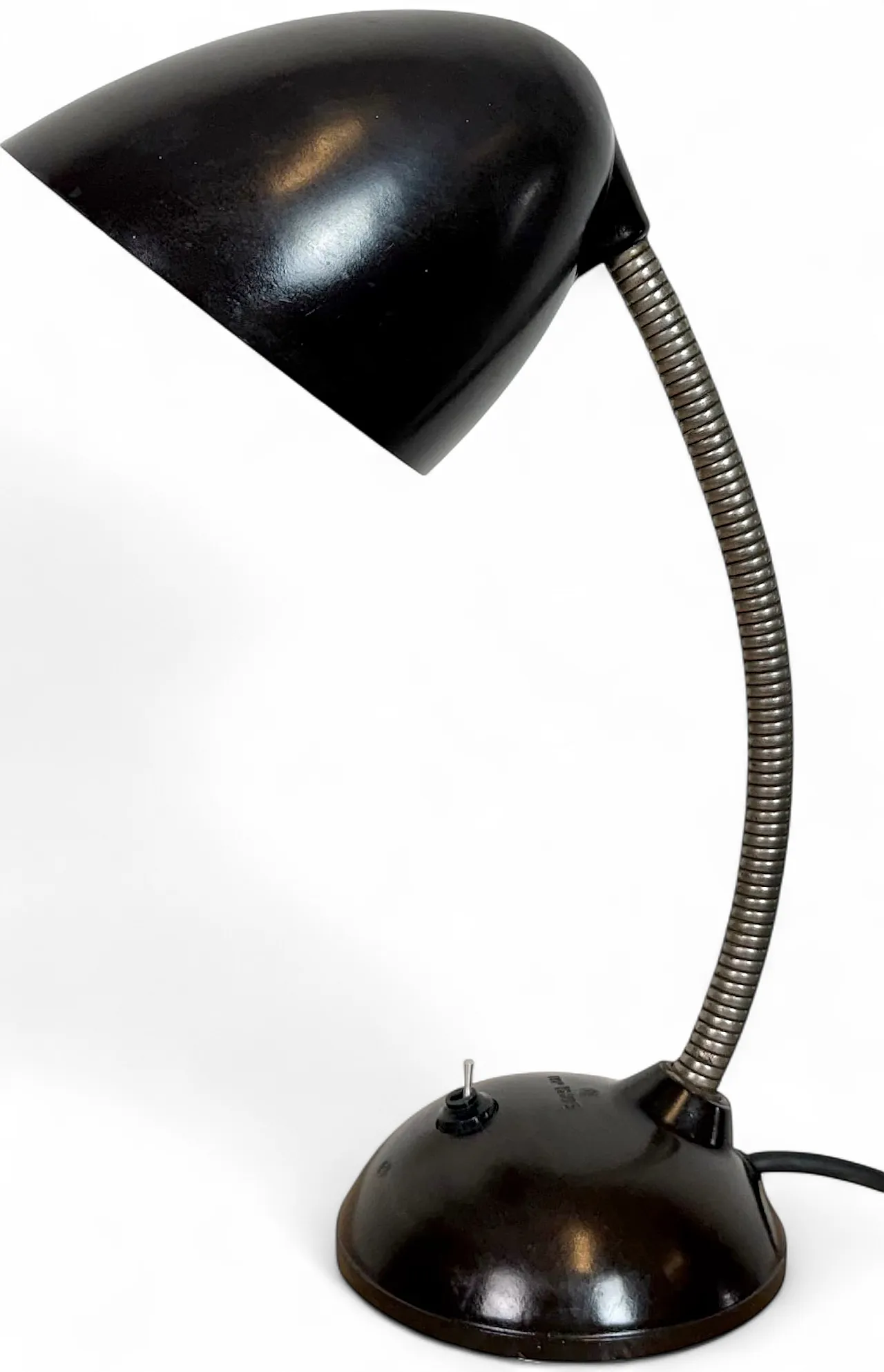 Lampada da tavolo vintage a collo di cigno in bachelite marrone, anni '50 17