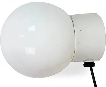 Vintage White Porcelain Wall Light with Milk Glass, 1960s