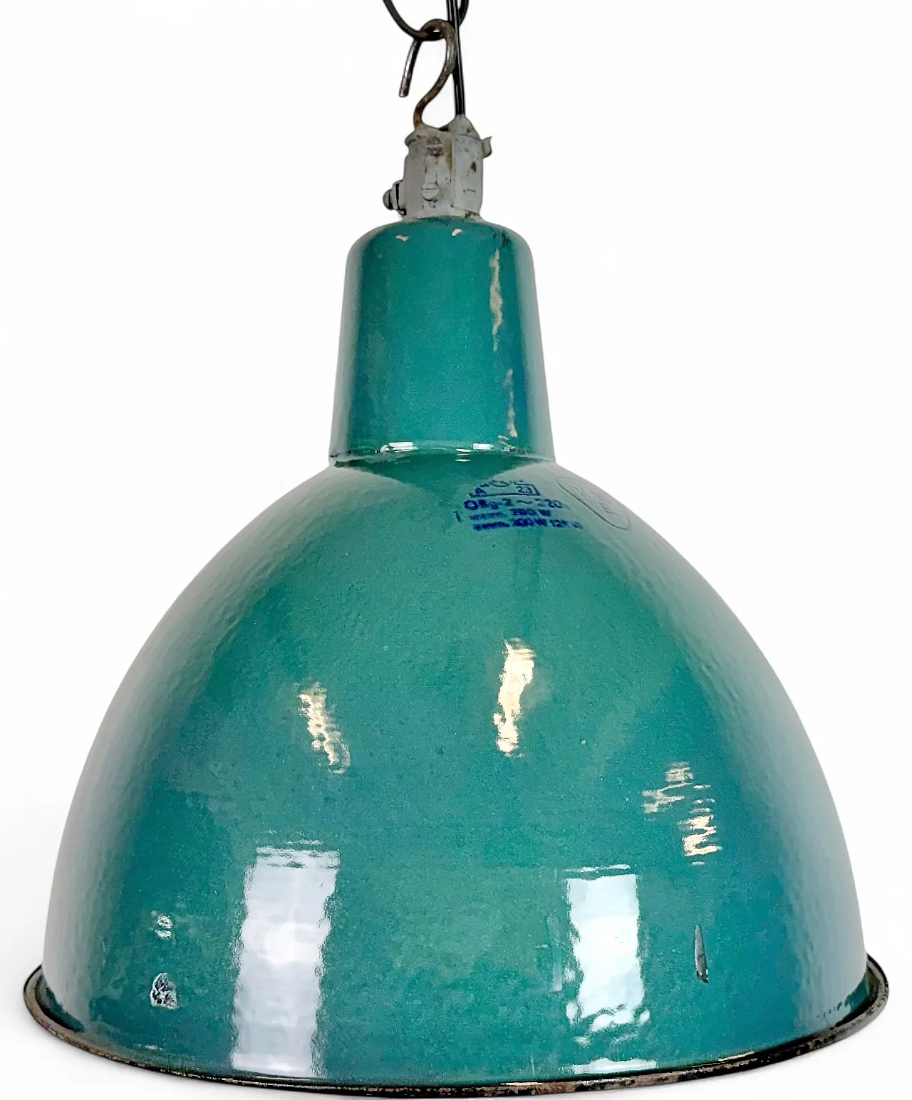 Industrial Petrol Enamel Factory Pendant Lamp, 1960s 16