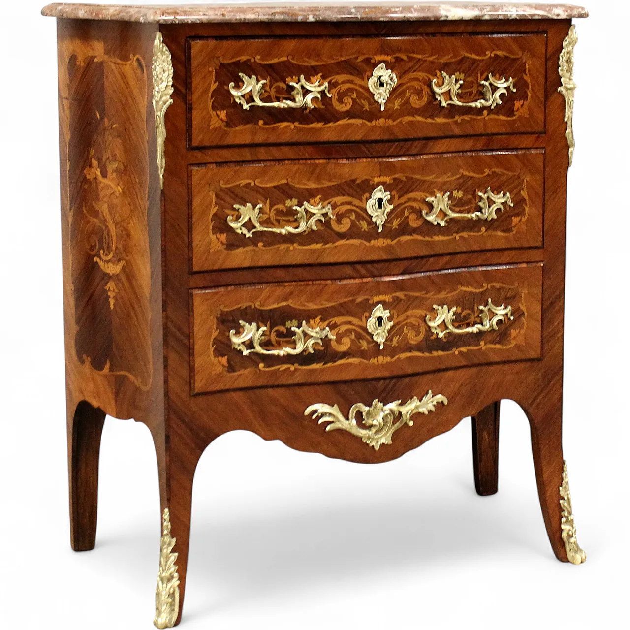 Cassettone comò Napoleone III intarsiato '800 14