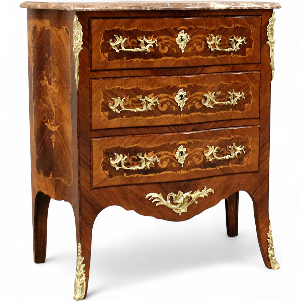 Cassettone comò Napoleone III intarsiato '800 16