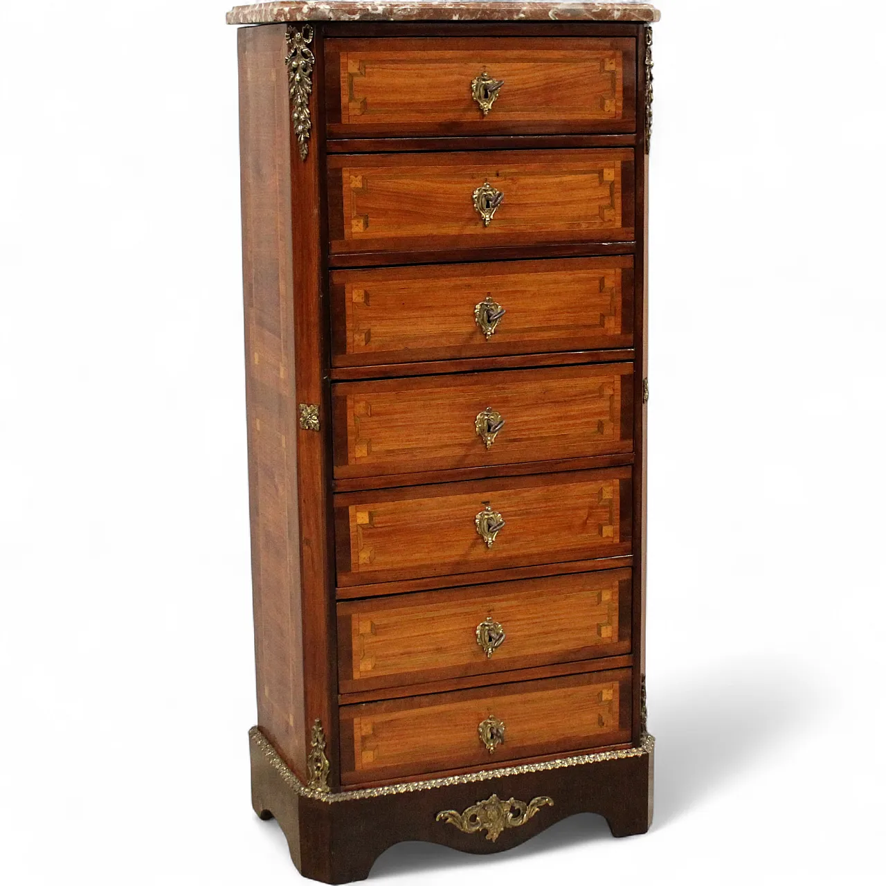 Settimanale settimino cassettiera Napoleone III intarsiato '800 18