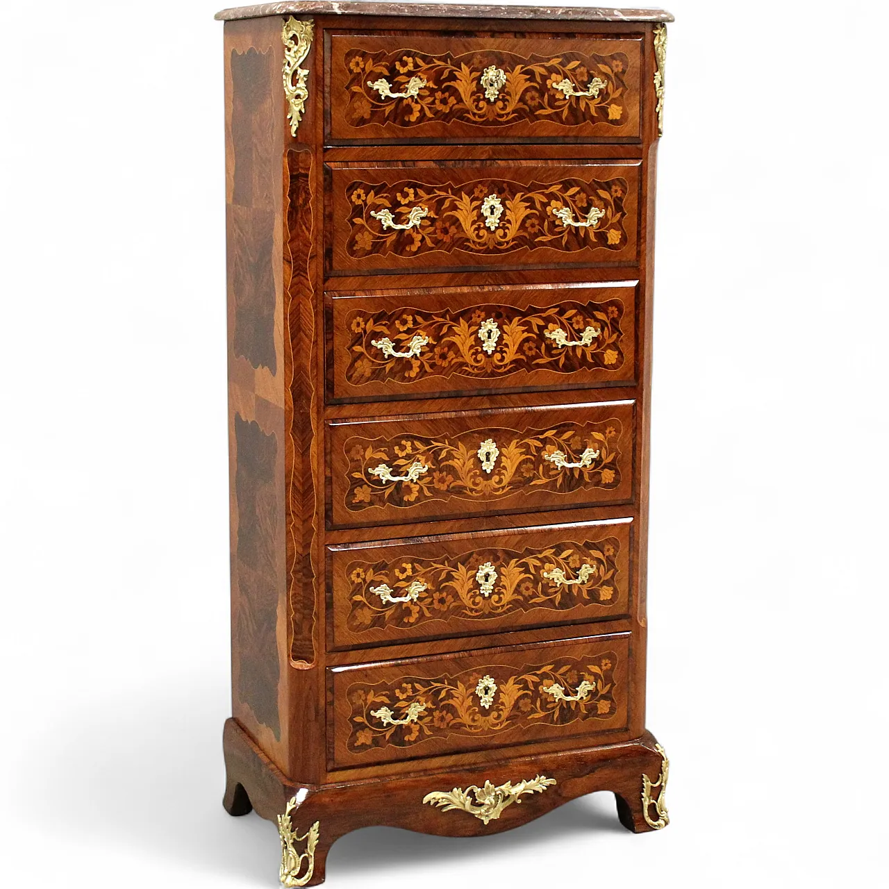 Settimanale settimino cassettiera Napoleone III intarsiato '800 14