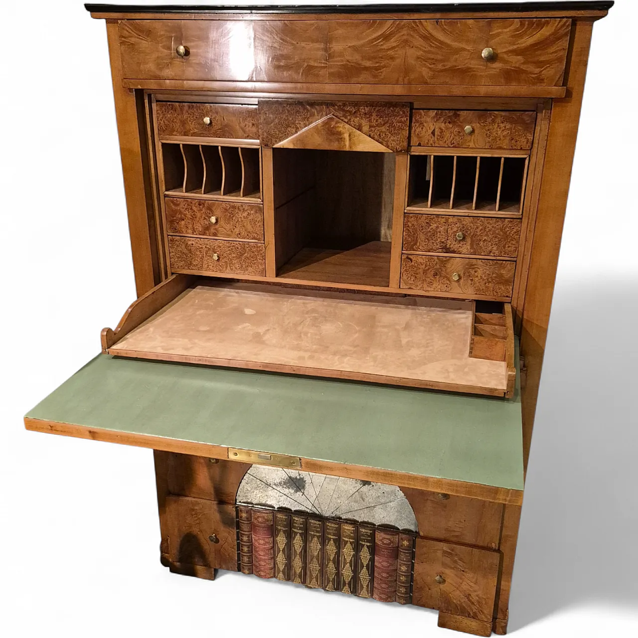 Secrétaire Carlo X in legno di mogano biondo, '800 11