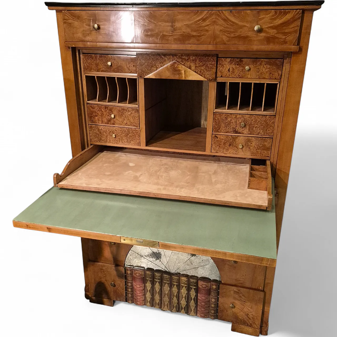 Secrétaire Carlo X in legno di mogano biondo, '800 12