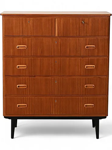 Scandinavian chest of drawers with double top drawer, 60s