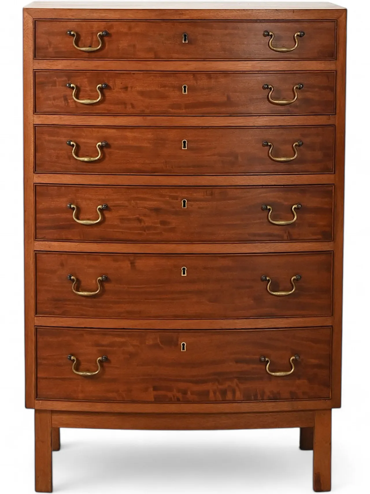 Sestina scandinava in mogano con maniglie in ottone 11