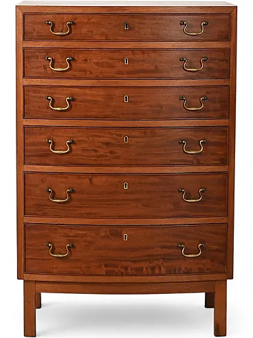 Sestina scandinava in mogano con maniglie in ottone