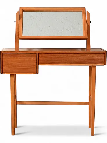 Toeletta scandinava in teak con specchio reclinabile, anni ’60