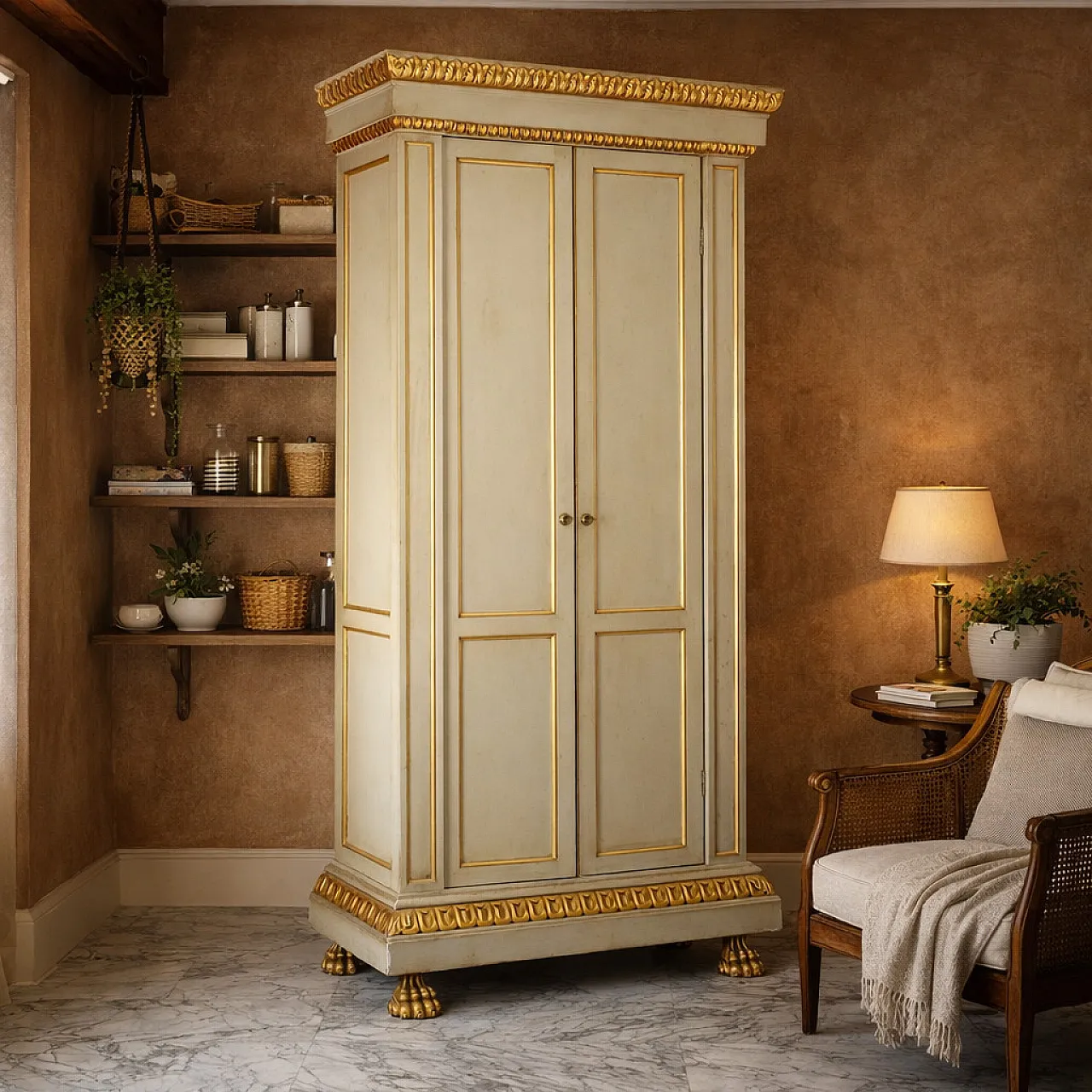 Neo-Baroque style wardrobe, lacquered and gilded, early 20th century 2