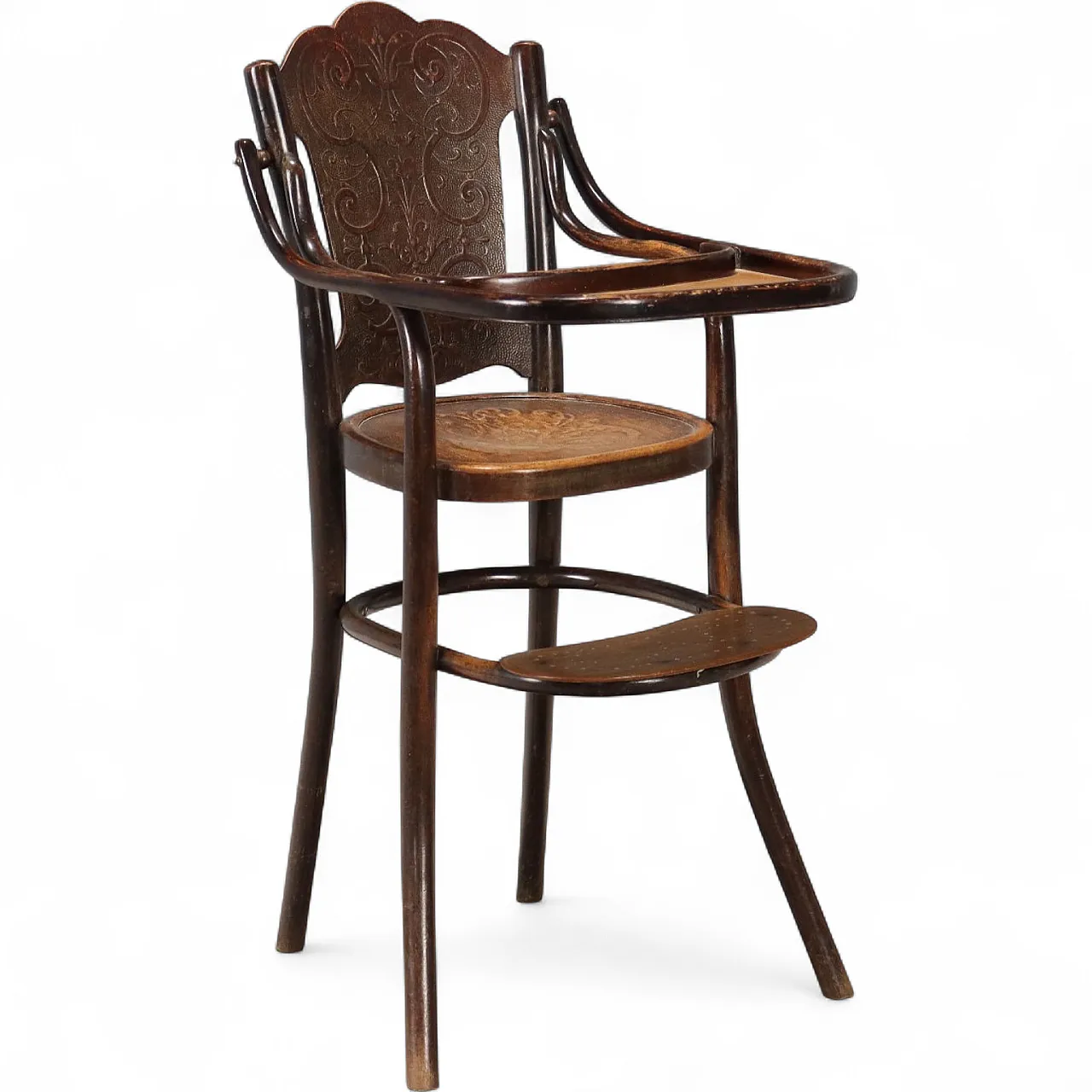 Seggiolone Thonet in faggio tinto noce, primo '900 11