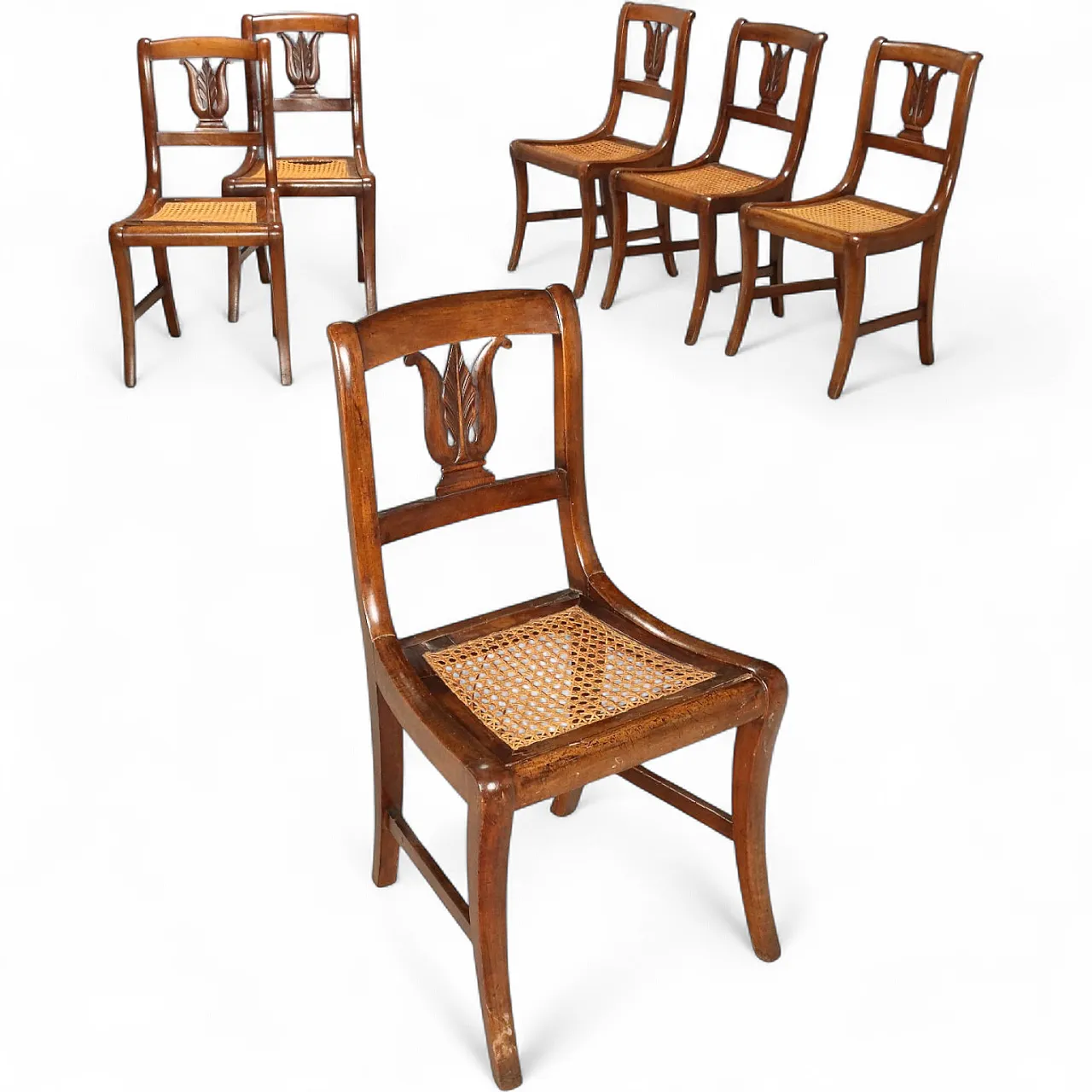 6 Sedie in noce e paglia di Vienna, metà '800 11