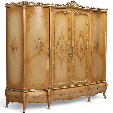 Armadio laccato e dipinto in stile barocco veneziano, inizio '900