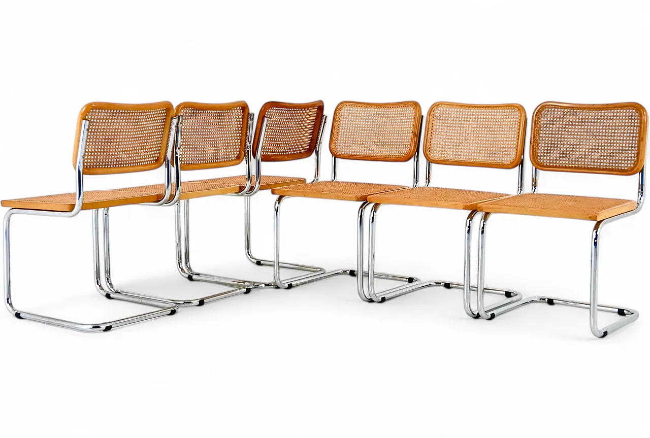 6 Sedie da pranzo stile B32 di Marcel Breuer, anni '80 10