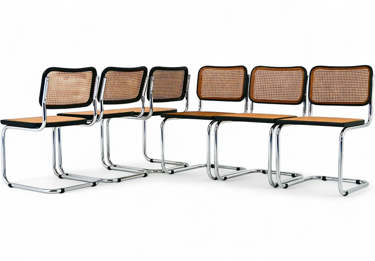6 Sedie da pranzo stile B32 di Marcel Breuer, anni '80 10