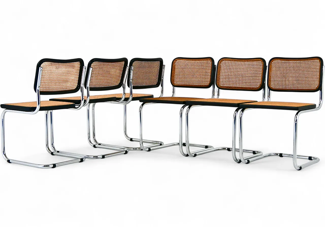 6 Sedie da pranzo stile B32 di Marcel Breuer, anni '80 11